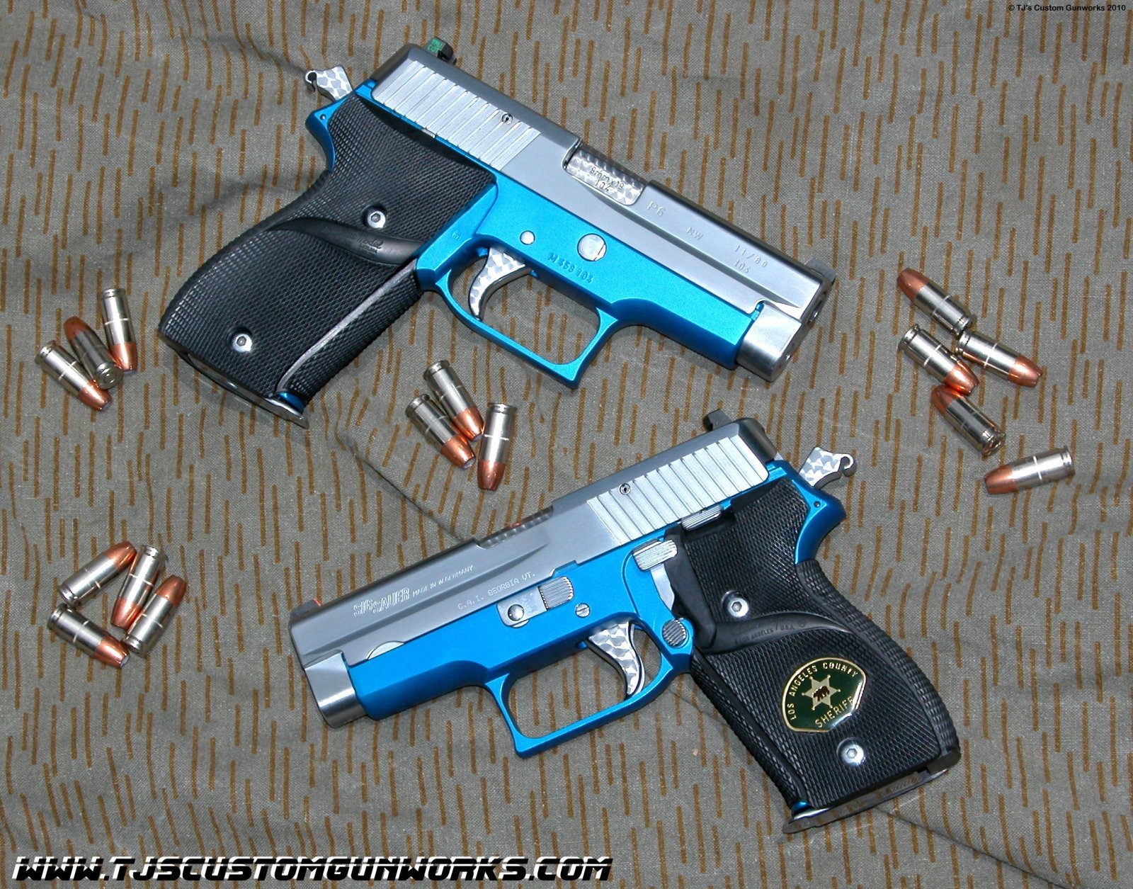 Two Full Custom Sig Sauer P6 / P225 With Blue Frames 1