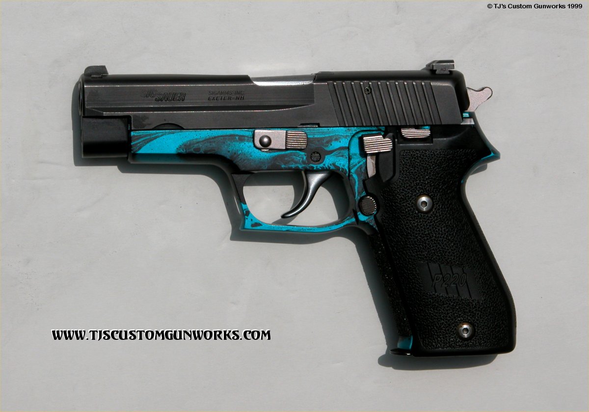 Custom Sig Sauer P220 With Teal Blue & Black Frame 1