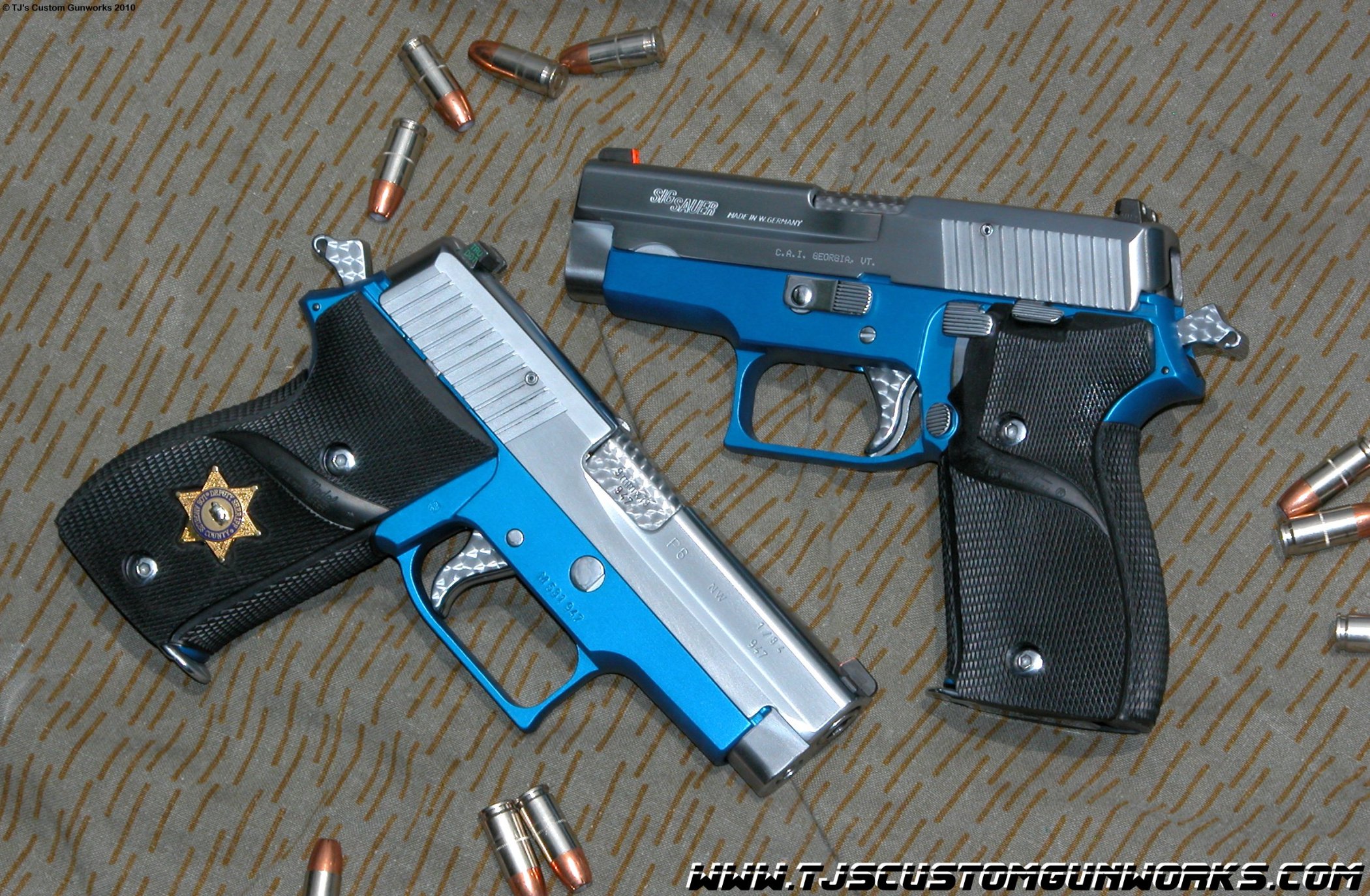 Two Full Custom Sig Sauer P6 / P225 With Blue Frames 2