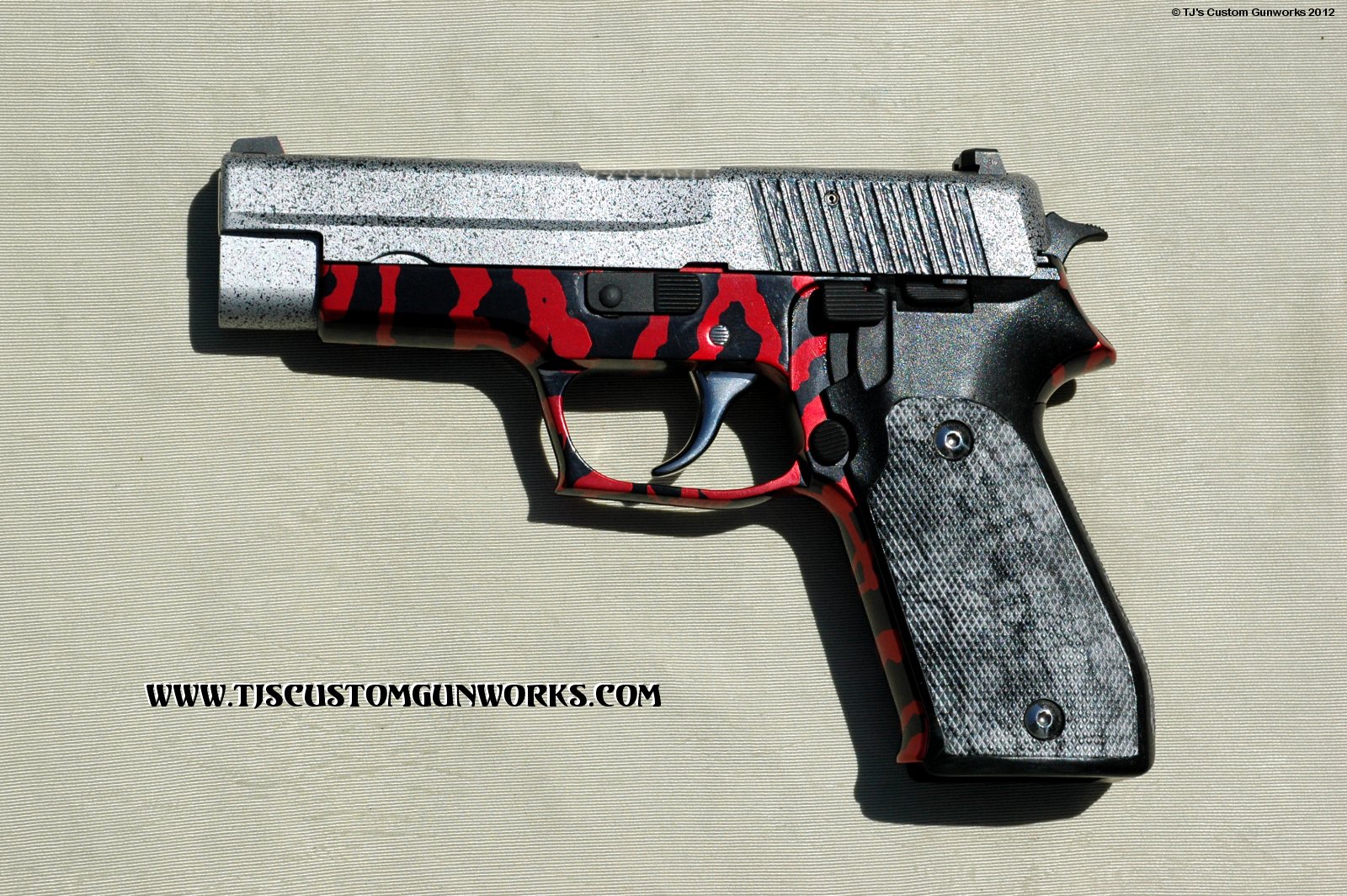 Exotic Custom Red & Black & Granite Sig Sauer P220 Duracoat! 2