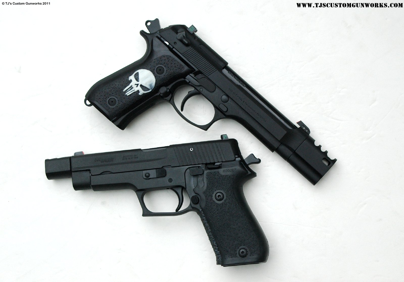 Custom Comped Black Teflon Beretta 92FS & Sig Sauer P220