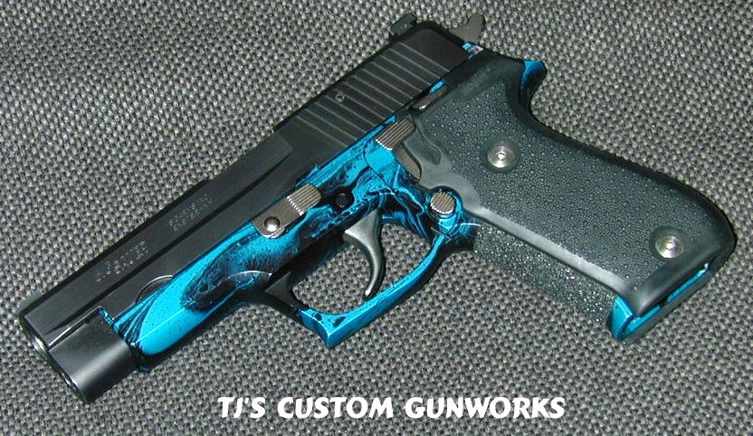 Sig P220 With Teal & Black Frame