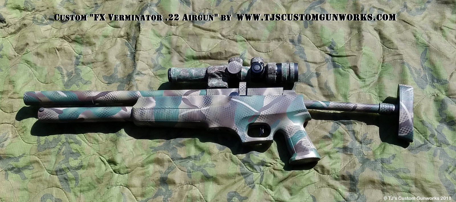 Custom Woodland Camouflage Duracoat FX Verminator .22 Airgun