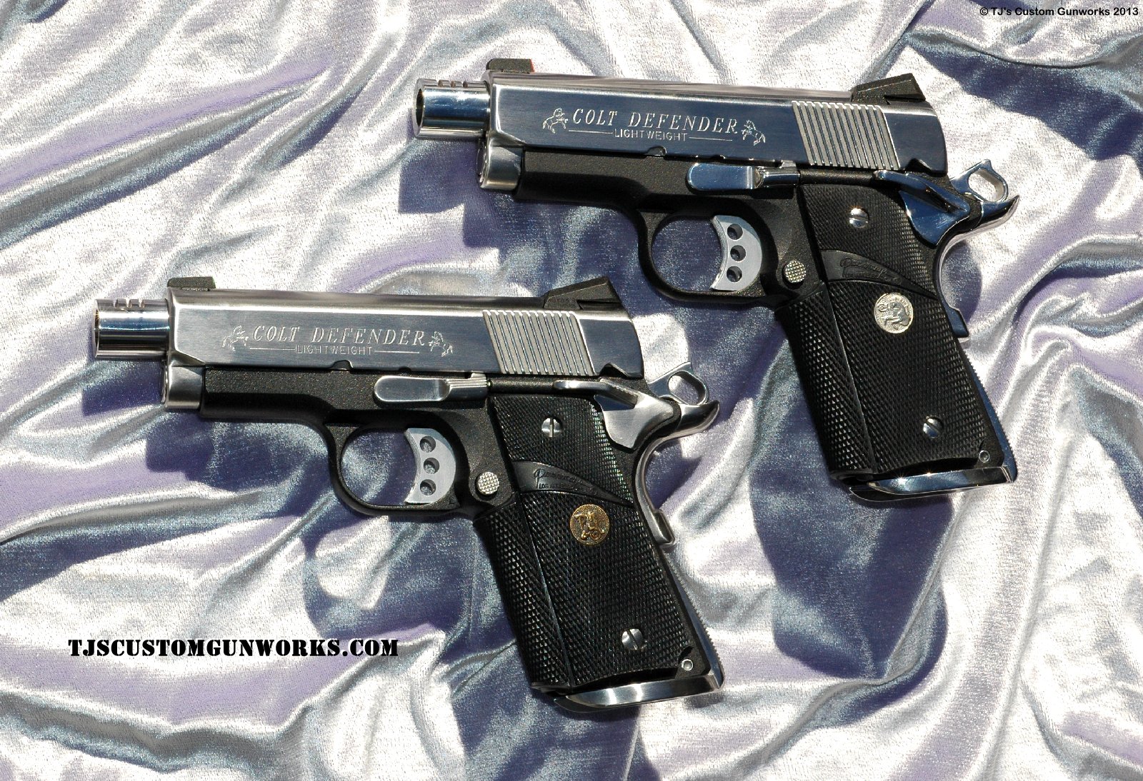 Pair Of Full Custom Colt Defender Lightweight Two-Tone .45s
