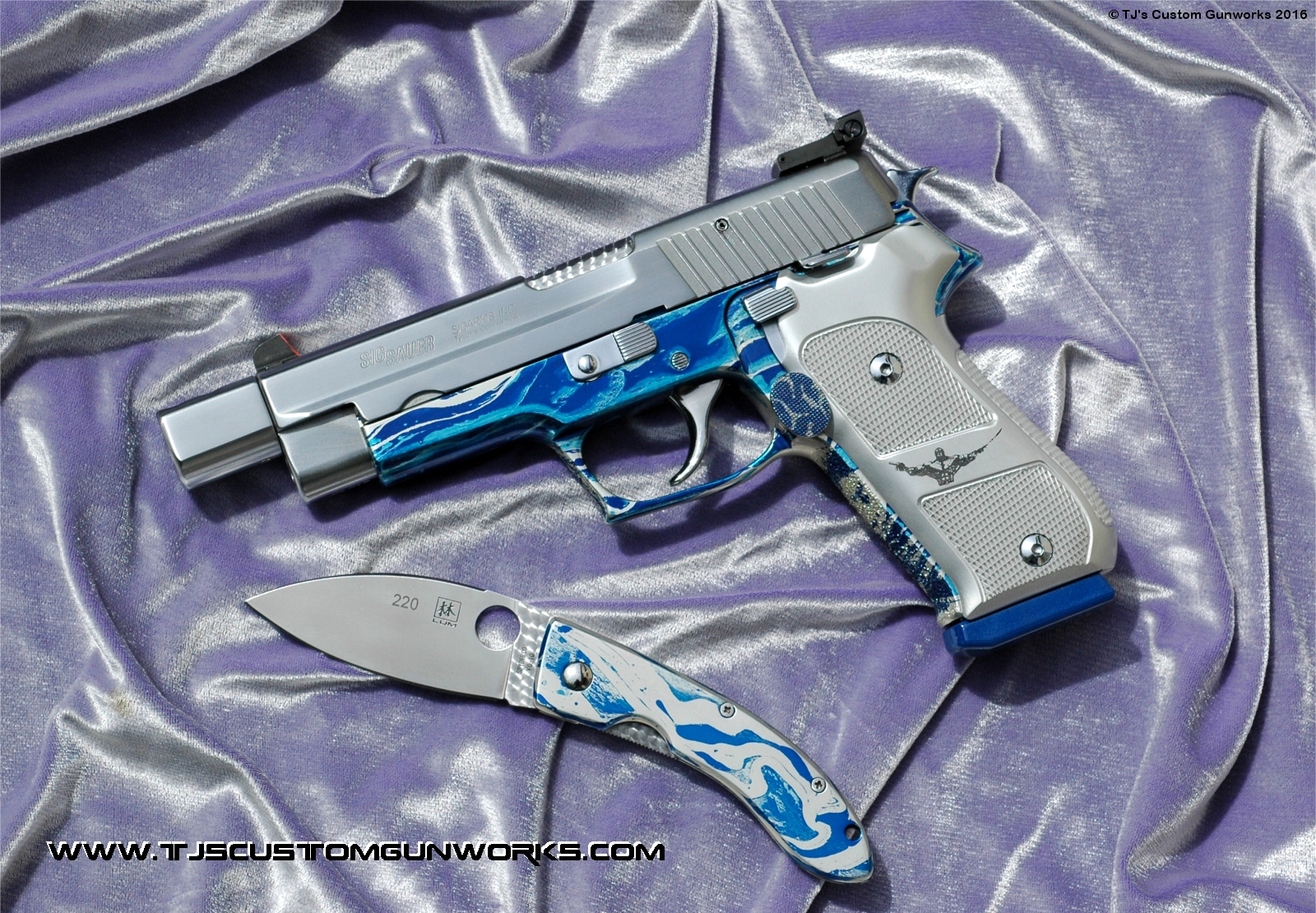 Extreme Custom Blue & Chrome Sig Sauer German P220 With Compensator