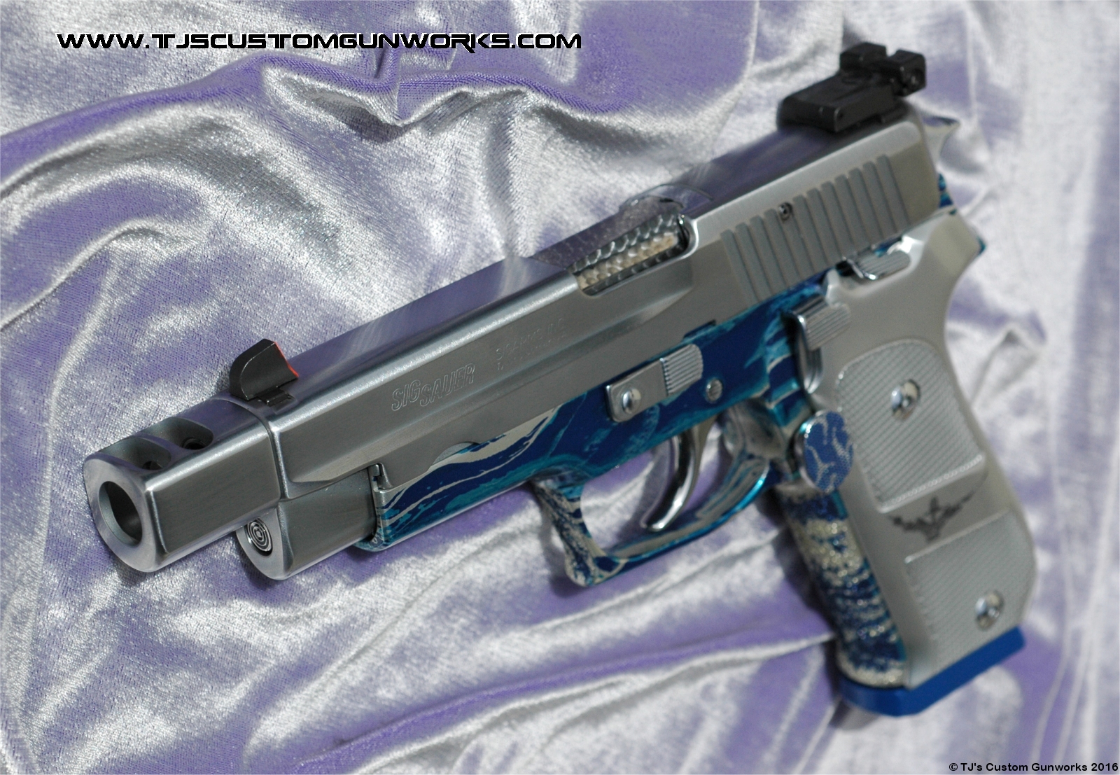 Extreme Custom Blue & Chrome Sig Sauer German P220 With Compensator