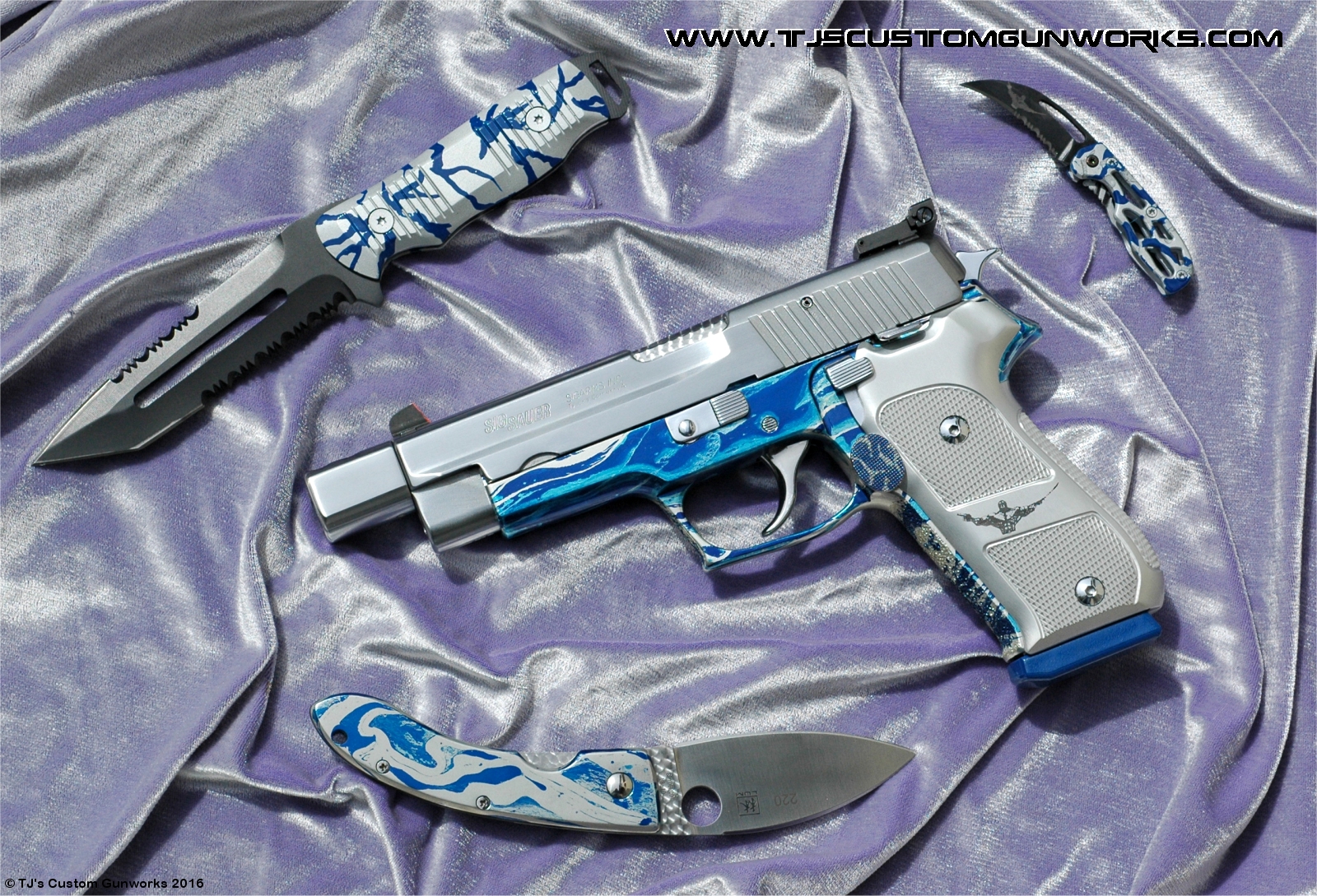 Extreme Custom Blue & Chrome Sig Sauer German P220 With Compensator