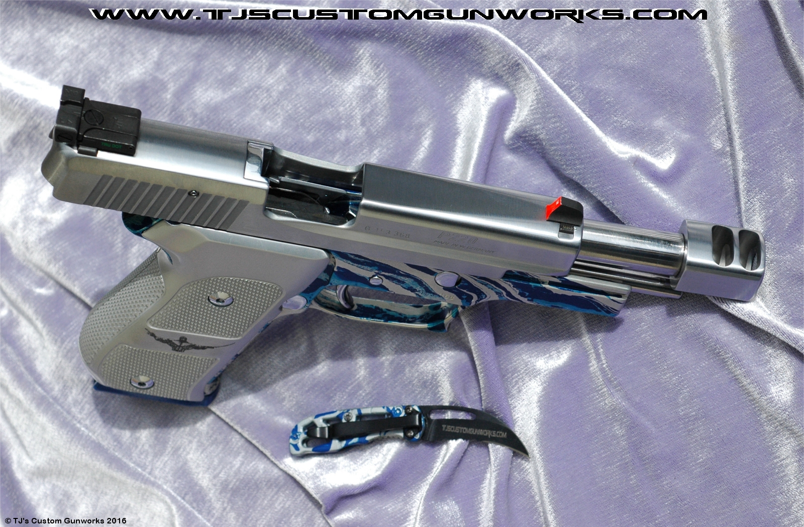 Extreme Custom Blue & Chrome Sig Sauer German P220 With Compensator