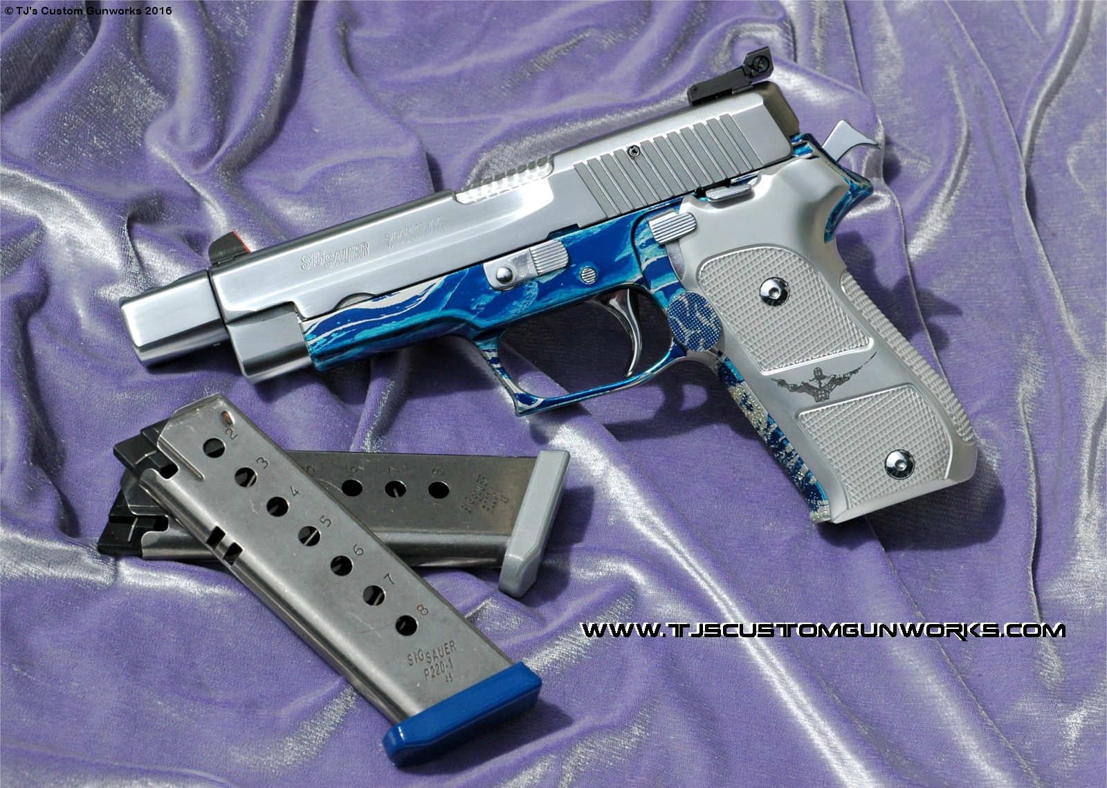 Extreme Custom Blue & Chrome Sig Sauer German P220 With Compensator