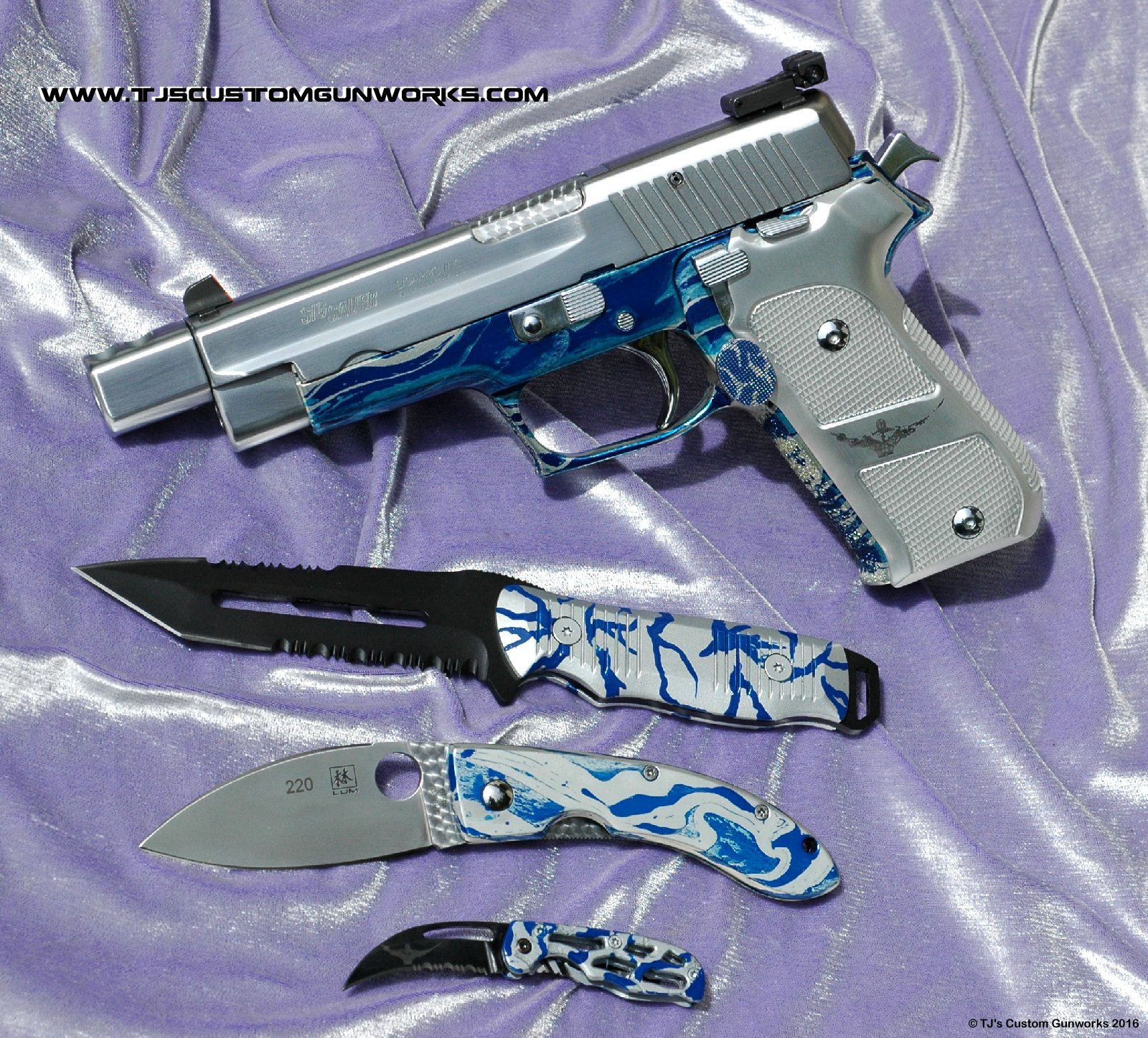Extreme Custom Blue & Chrome Sig Sauer German P220 With Compensator