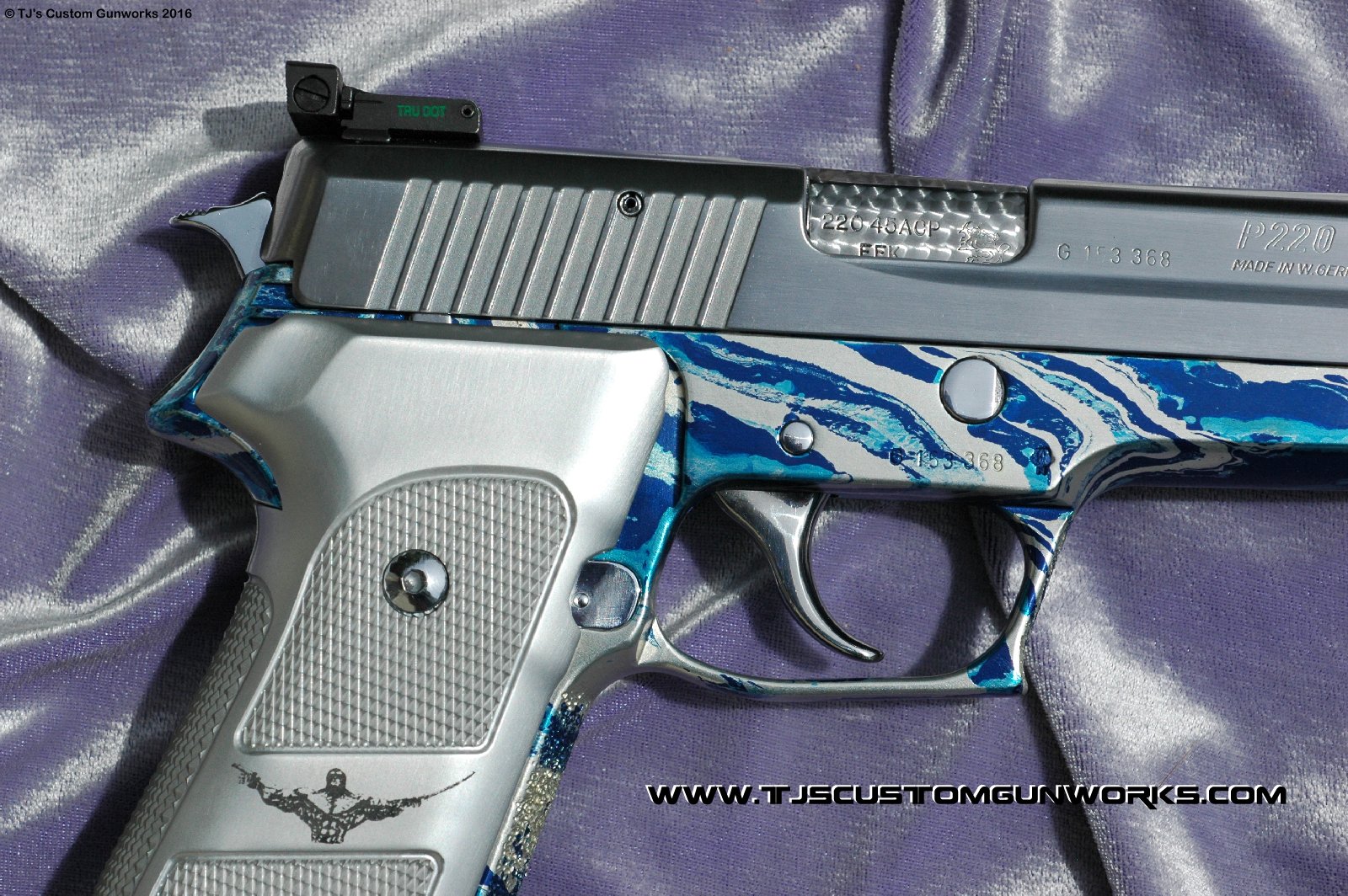Extreme Custom Blue & Chrome Sig Sauer German P220 With Compensator