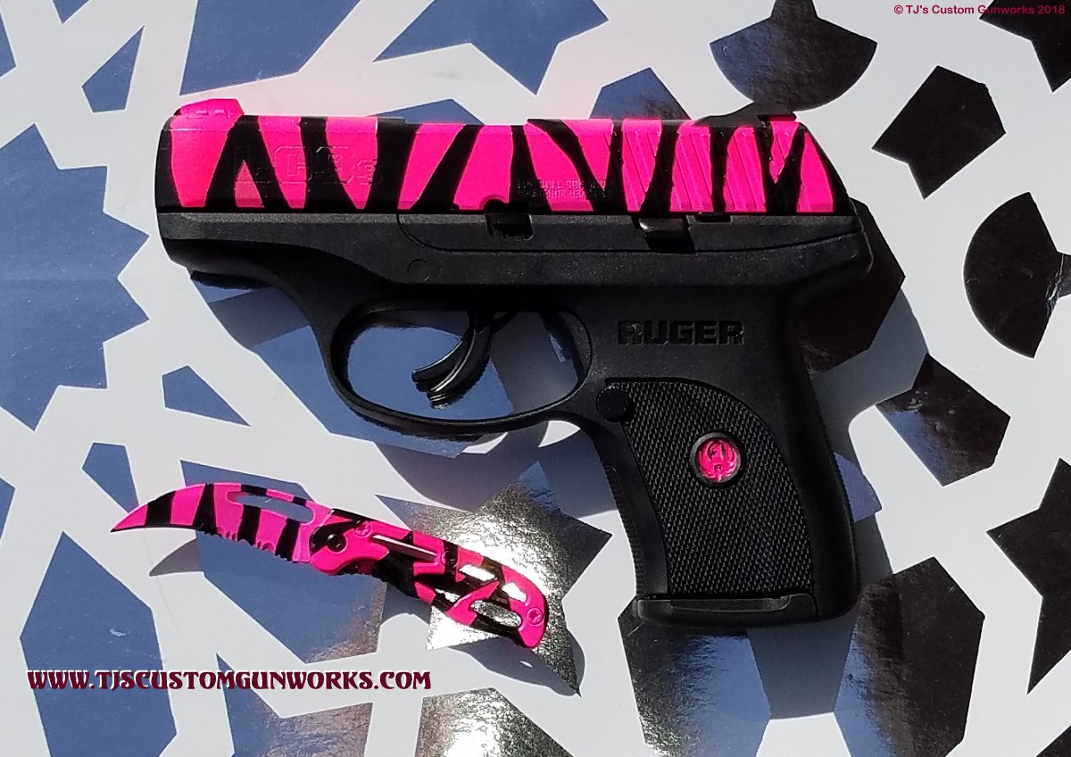 Custom Pink Tiger Stripe Duracoat Ruger LC9 9mm