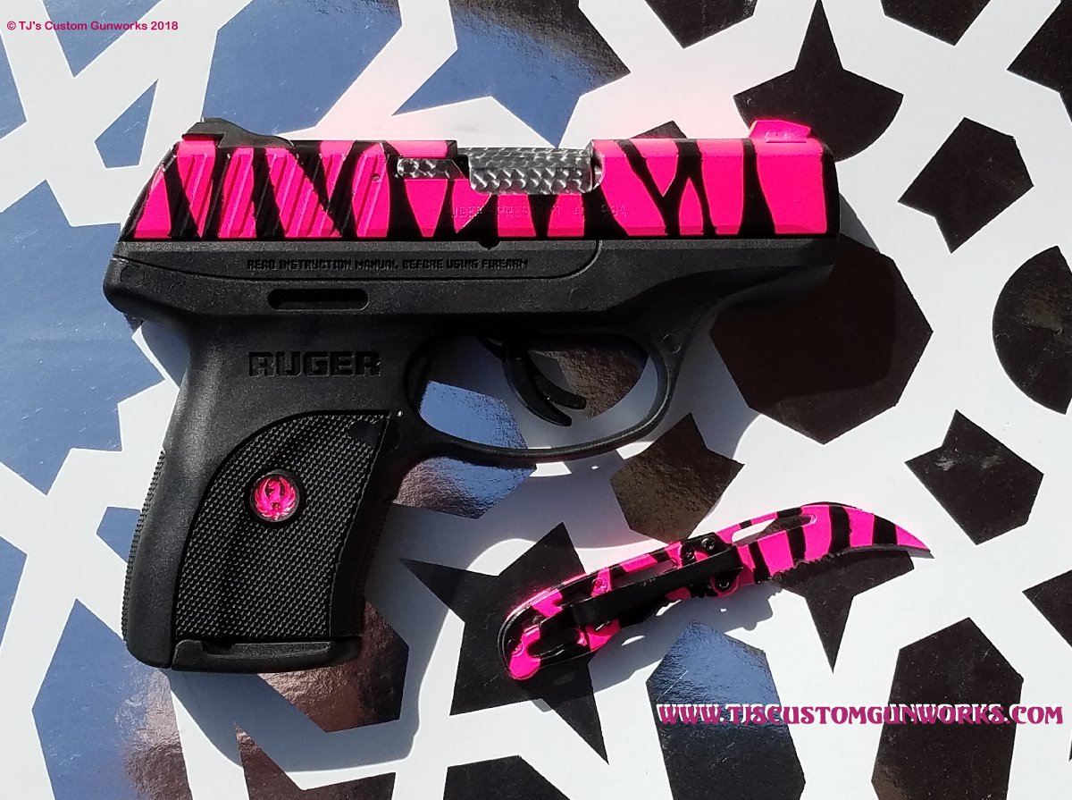 Custom Pink Tiger Stripe Duracoat Ruger LC9 9mm