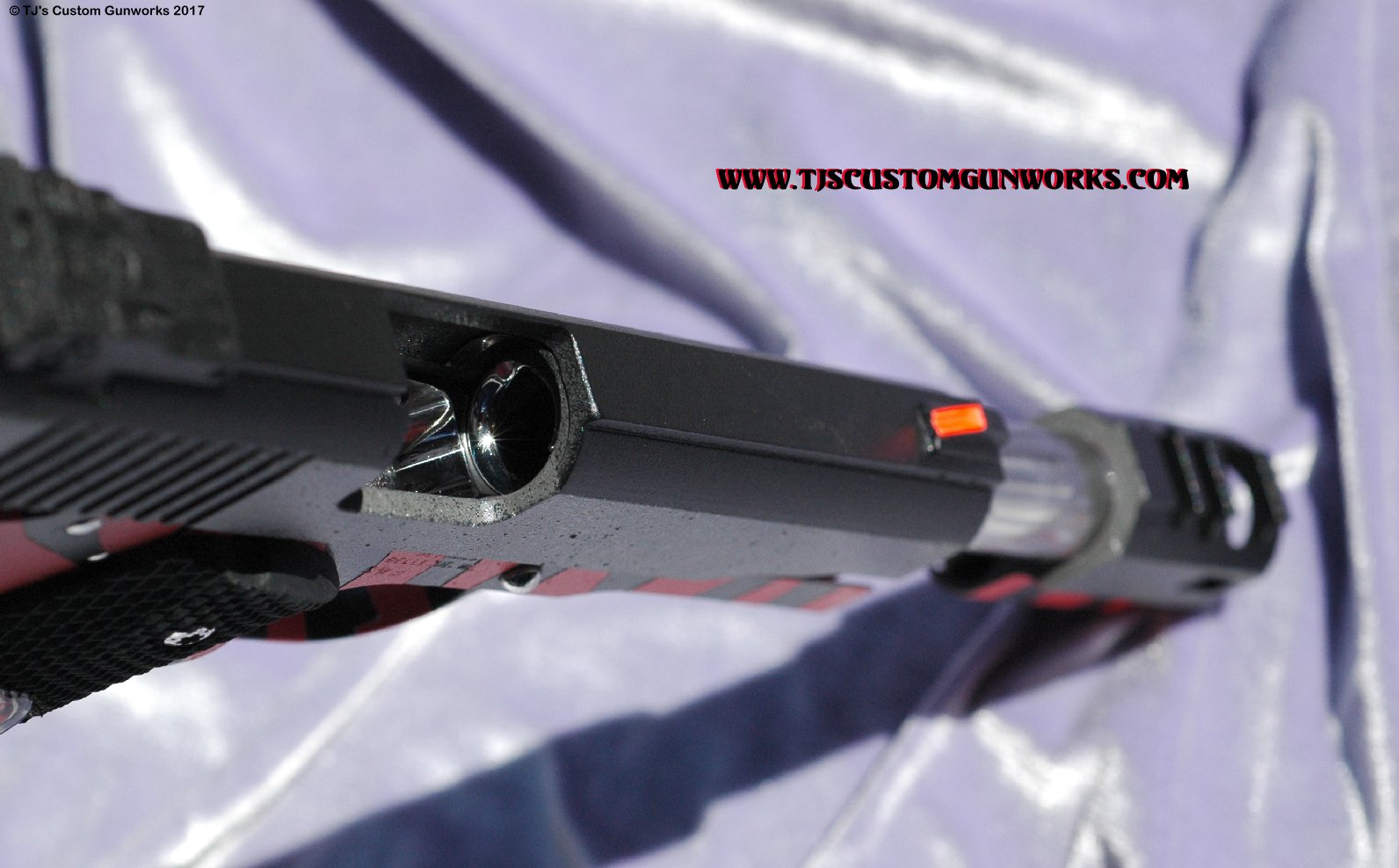 Custom Detonics Scoremaster .45 Comp Gun with Red Tiger Striped Duracoating