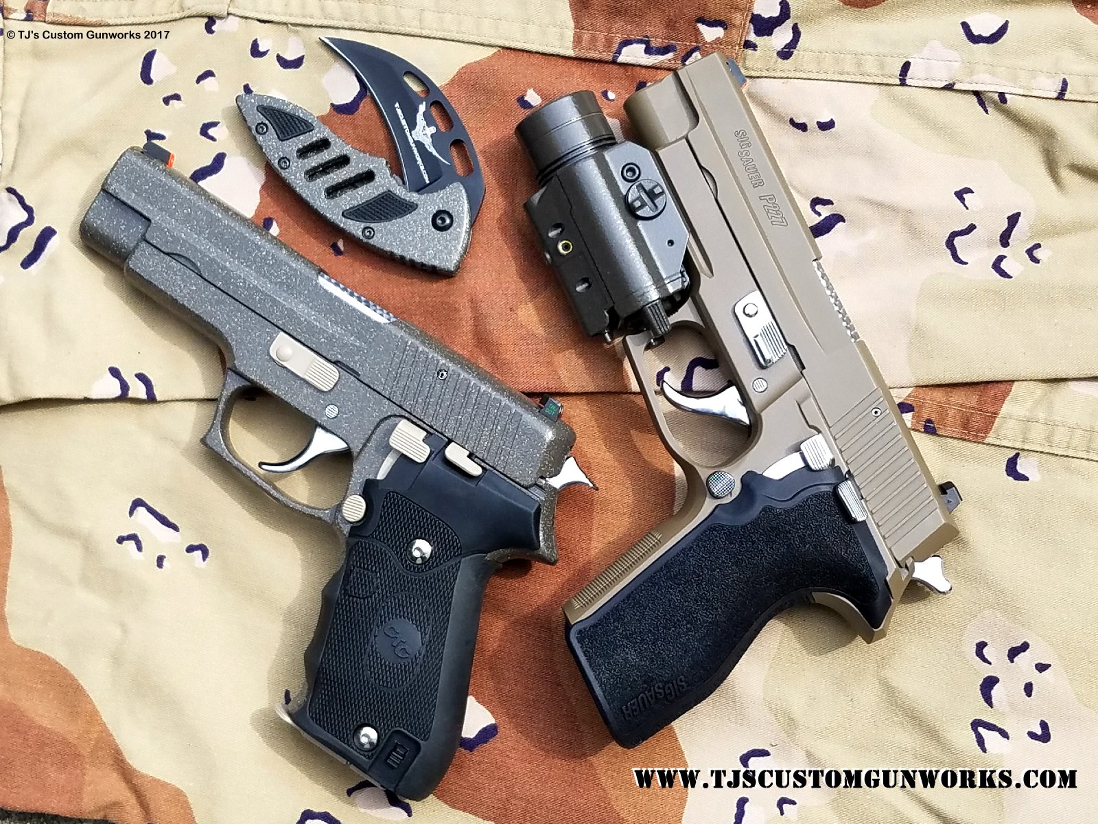 Custom Sig Sauer P220 FDE Brown Speckled Duracoat & Sig P227 .45