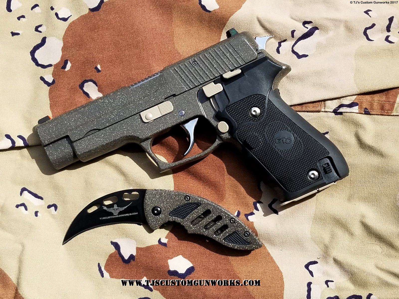 Custom Germany Sig Sauer P220 FDE Brown Speckled Duracoat