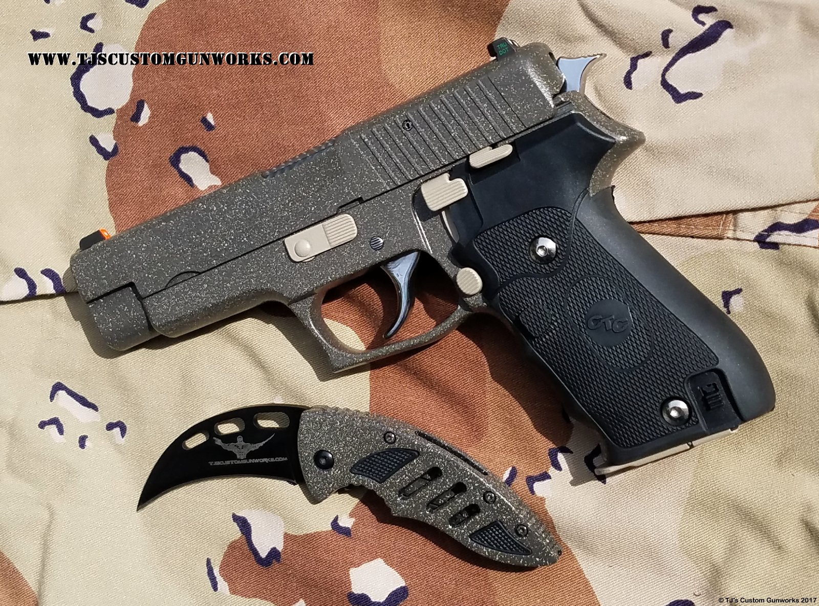 Custom Germany Sig Sauer P220 FDE Brown Speckled Duracoat