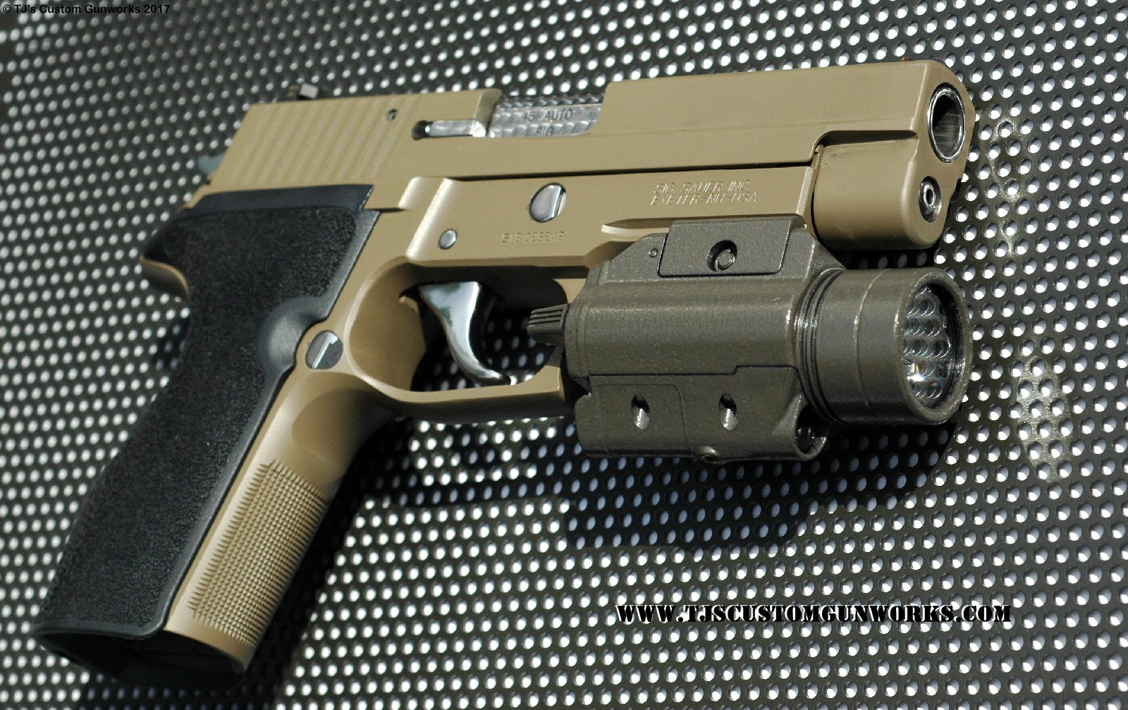 Tan Sig Sauer SigArms P227 .45 Custom Polished With FDE Brown Duracoat Surefire Light