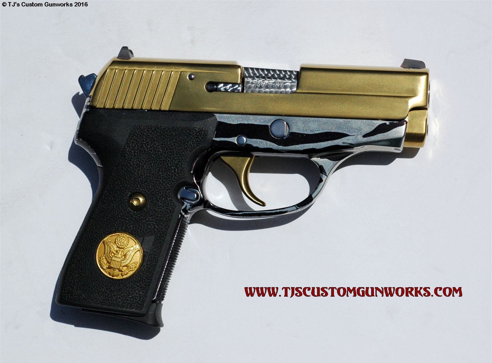 Extreme Custom Sig Sauer P239 .40 S&W Zebra & TiN-Gold