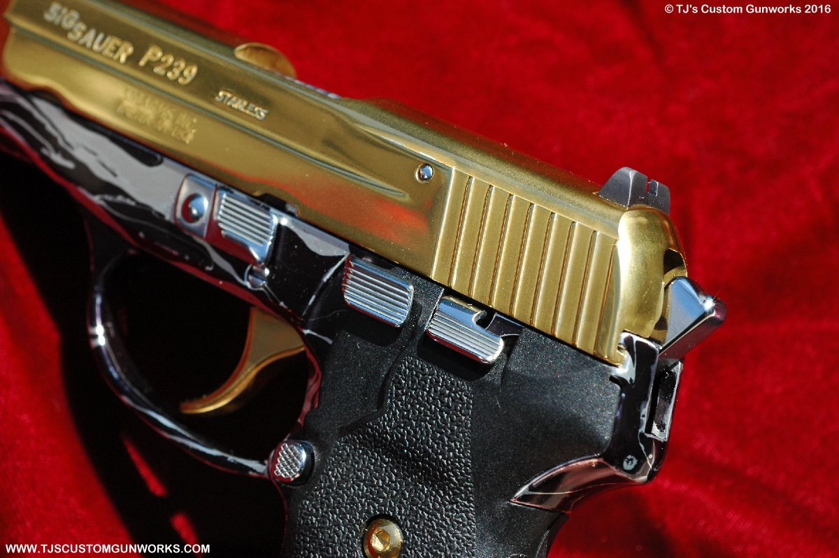 Extreme Custom Sig Sauer P239 .40 S&W Zebra & TiN-Gold