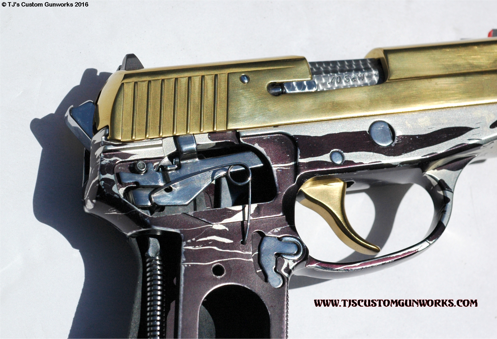 Extreme Custom Sig Sauer P239 .40 S&W Zebra & TiN-Gold