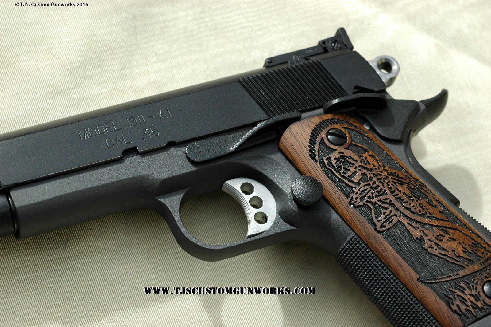 Custom Vintage Springfield Armory 1911 Grey & Black Teflon .45 Comp Gun