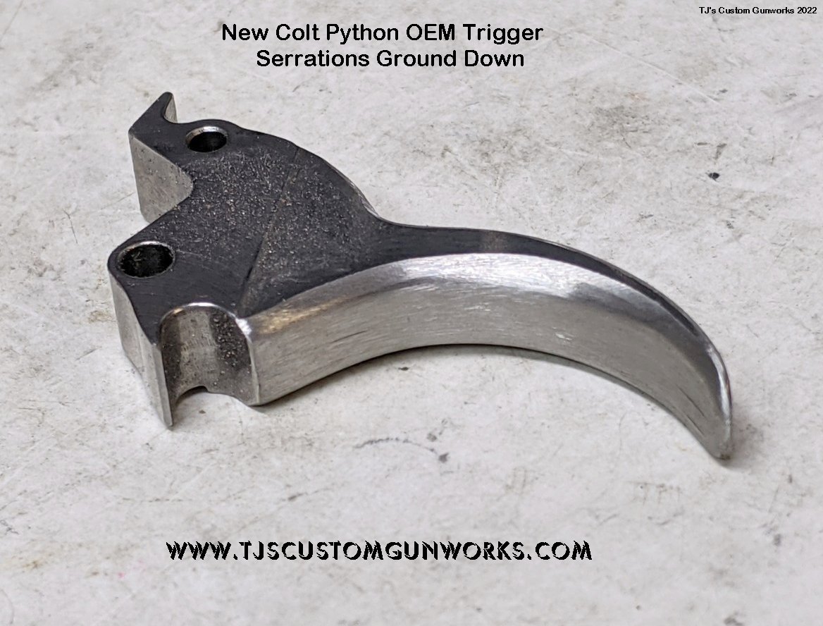 New Colt Python Trigger Serrations Ground Down