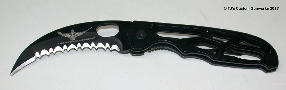 TJ's Custom Gunworks - Deathmaster's Quick-Ripper - Black Stainless Talon Hook Blade Knife