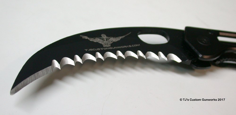 TJ's Custom Gunworks - Deathmaster's Quick-Ripper - Black Stainless Talon Hook Blade Knife