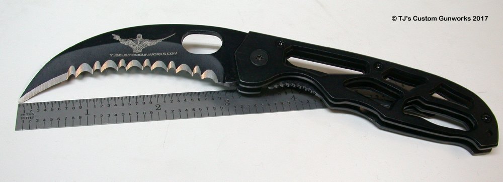 TJ's Custom Gunworks - Deathmaster's Quick-Ripper - Black Stainless Talon Hook Blade Knife