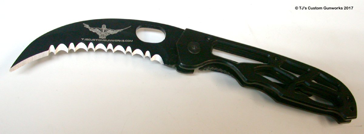 TJ's Custom Gunworks - Deathmaster's Quick-Ripper - Black Stainless Talon Hook Blade Knife