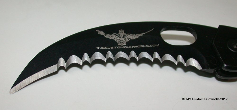 TJ's Custom Gunworks - Deathmaster's Quick-Ripper - Black Stainless Talon Hook Blade Knife
